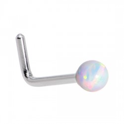 2.5mm White Lab Created Opal L-Shape Nose Ring