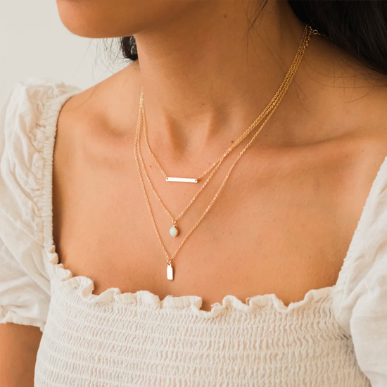Srerling Silver Tiny Opal Necklace Srerling Silver Tiny Opal Necklace