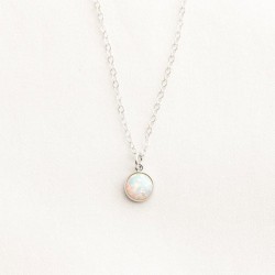 Srerling Silver Tiny Opal Necklace