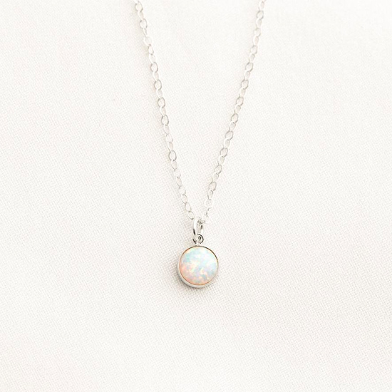 Srerling Silver Tiny Opal Necklace