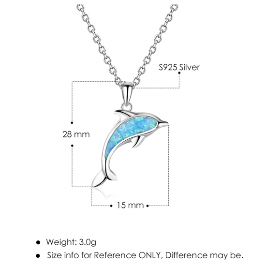 Gold Plated 925 Sterling Silver Dolphin Opal Necklace Pendant
