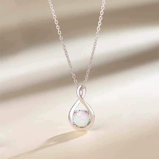 Sterling Silver Opal Pendant Necklace Gifts for Women Girls Wife Mom Lady Daughter