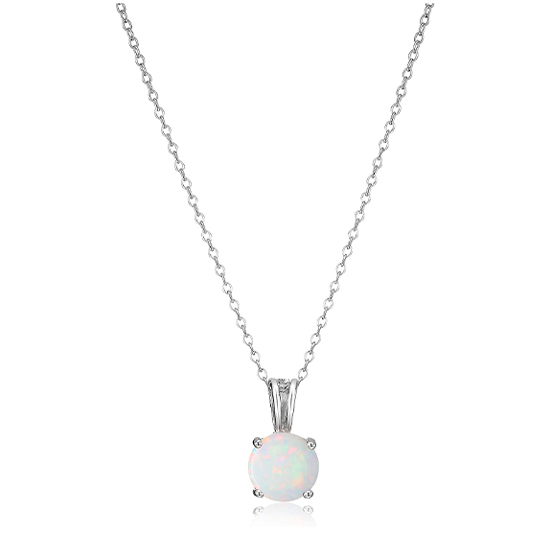 Sterling Silver Opal Birthstone Pendant Necklace Sterling Silver Opal Birthstone Pendant Necklace