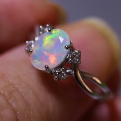 Natural opal ring anniversary ring for women