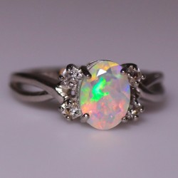 Natural opal ring anniversary ring for women