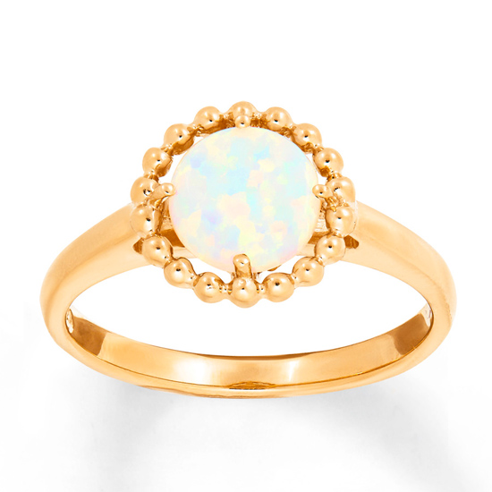 10K Yellow Gold Lab-Created Opal Ring