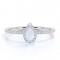 18K White Gold Plated Silver White Opal and Moissanite Engagement Ring