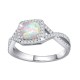 Sterling Silver Lab-Created Opal Halo Rings October Birthstone