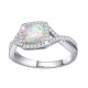Sterling Silver Lab-Created Opal Halo Rings October Birthstone Sterling Silver Lab-Created Opal Halo Rings October Birthstone