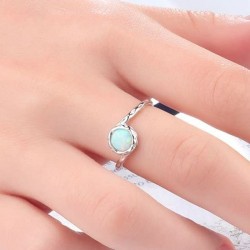 Opal Wave Solitaire Wedding Ring