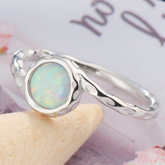 Opal Wave Solitaire Wedding Ring Opal Wave Solitaire Wedding Ring