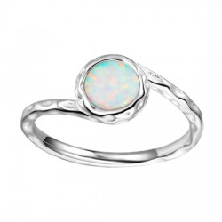 Opal Wave Solitaire Wedding Ring