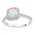 Platinum Plated Created White Opal Wedding Ring