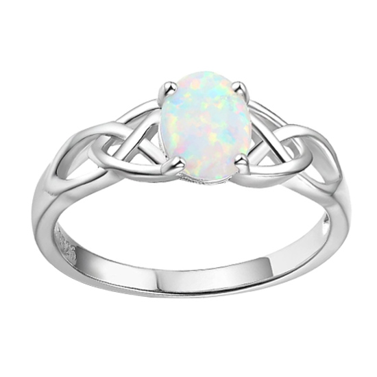 925 Sterling Silver Celtic Knot White Opal Wedding Ring 925 Sterling Silver Celtic Knot White Opal Wedding Ring