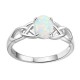 925 Sterling Silver Celtic Knot White Opal Wedding Ring