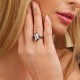 Black Rhodium Plated-Brass White Fire Opal & Cubic Zirconia Accents Ring Black Rhodium Plated-Brass White Fire Opal & Cubic Zirconia Accents Ring