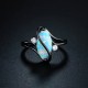 Black Rhodium Plated-Brass White Fire Opal & Cubic Zirconia Accents Ring Black Rhodium Plated-Brass White Fire Opal & Cubic Zirconia Accents Ring