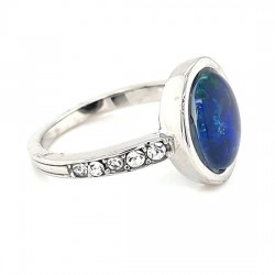 Australian Round Opal Ring set in Stainless Steel